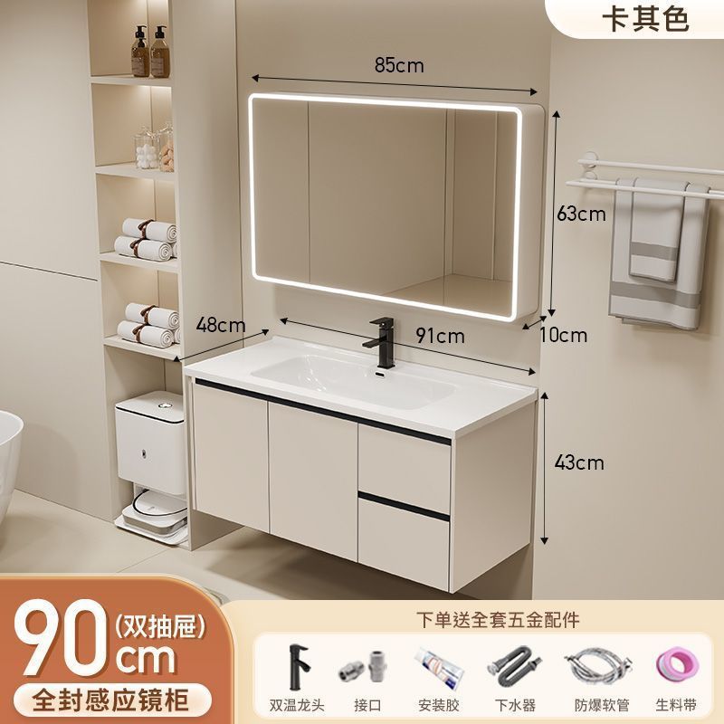 Gabinete de baño de aluminio inteligente espacial grueso combinación lavabo lavabo en cerámica lavabo fábrica de inodoro al por mayor