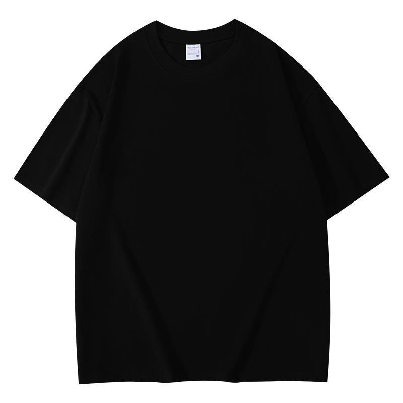 300g heavyweight double-layer cotton T-shirt with thick long-staple cotton, oversized drop-shoulder trendy round-neck short-sleeve T-shirt