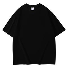 300g heavyweight double-layer cotton T-shirt with thick long-staple cotton, oversized drop-shoulder trendy round-neck short-sleeve T-shirt