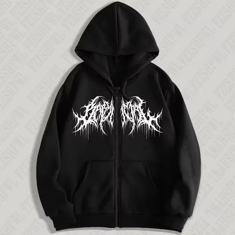 Men's Zipper Hoodie Y2K Zipper Sweatshirt with Printed Patterns Hip-Hop Style Gothic Clothing