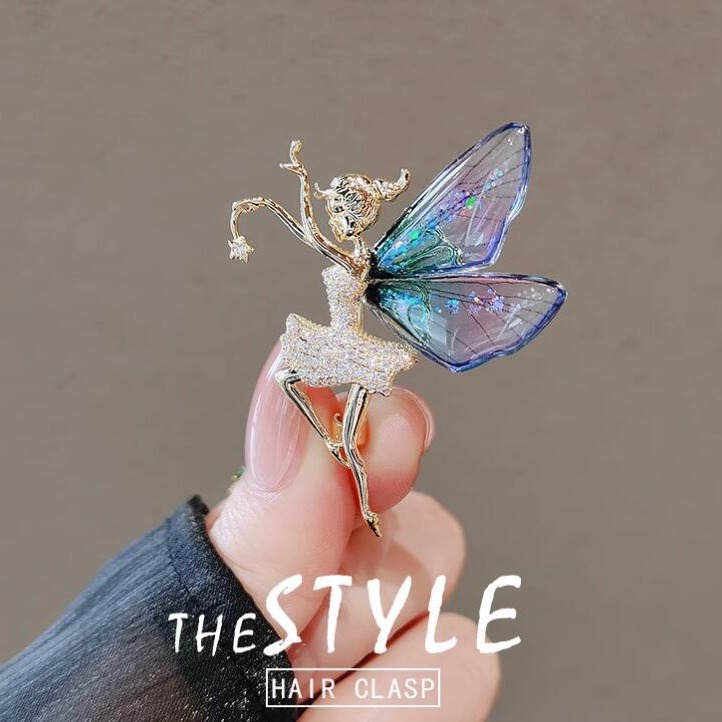 Diamond-Encrusted Dancing Girl Brooch Wholesale Light Luxury Fashion Angel Wing Brooch New High-End Creative Accessories