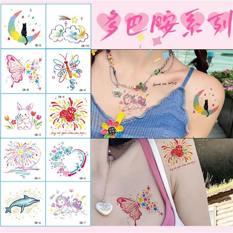 New Ins-Style Colorful Tattoo Stickers, Waterproof and Long-Lasting, Cute Cartoon Butterfly and Flower Fake Tattoos for Arm and Back of Hand New Ins-Style Colorful Tattoo Stickers, Waterproof and Long-Lasting, Cute Cartoon Butterfly and Flower Fake Tattoos for Arm and Back of Hand