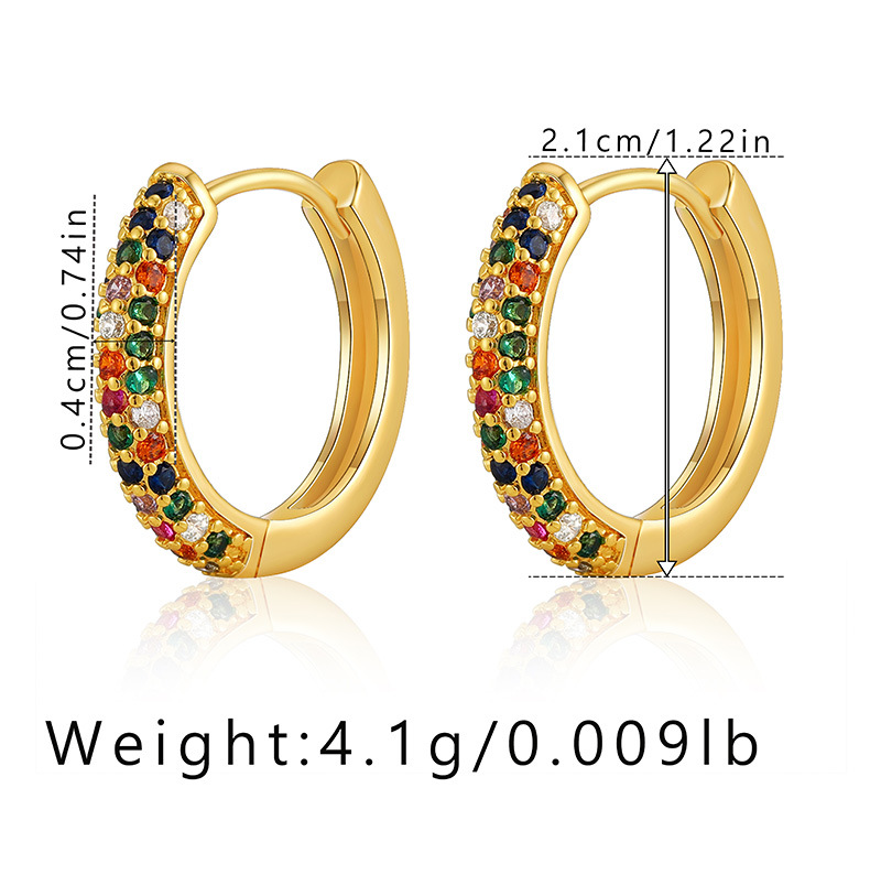Retro Geometric Copper Inlay Zircon Hoop Earrings 1 Pair