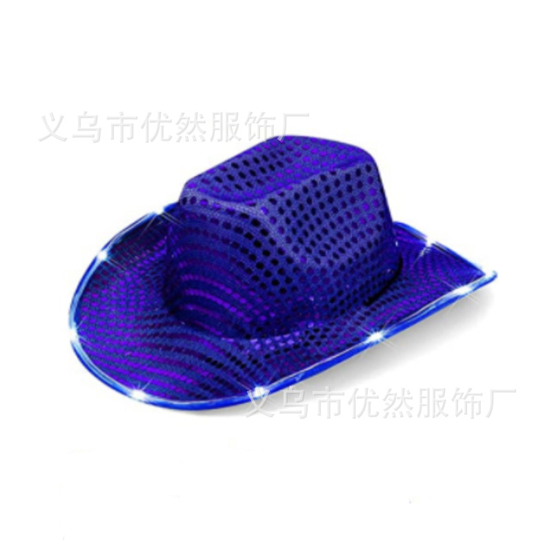 Blue lighted cowboy hat