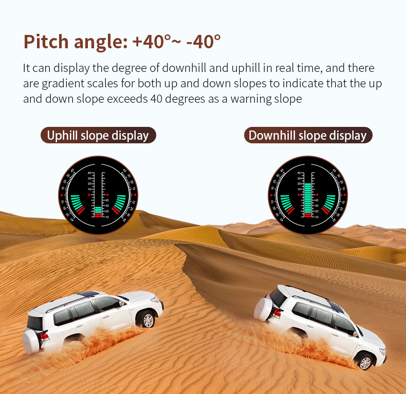 Car Portable Instrument Hud Head-Up Display Color Screen Car-Mounted Hud Portable High-Definition Off-Road Level and Slope Meter