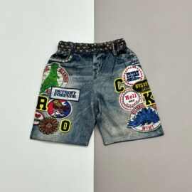 TM不退不换 2025潮牌高定童装黑超奶嘴各种章仔图案仿牛仔中裤