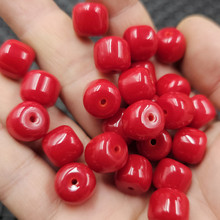 鸡血红老型珠仿玉石散珠仿南红玛瑙路路通桶珠diy饰品配件手工珠