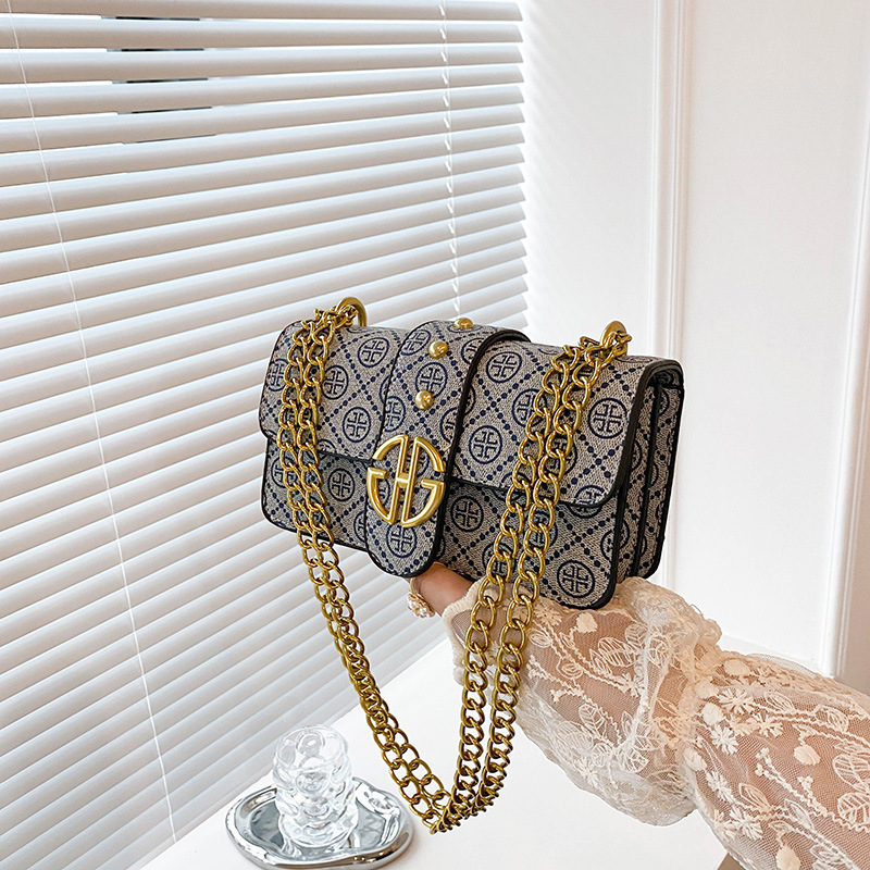 Nuove borse a tracolla alla moda e versatili, borsa quadrata piccola stampata, semplice borsa a tracolla con catena_voghion.com