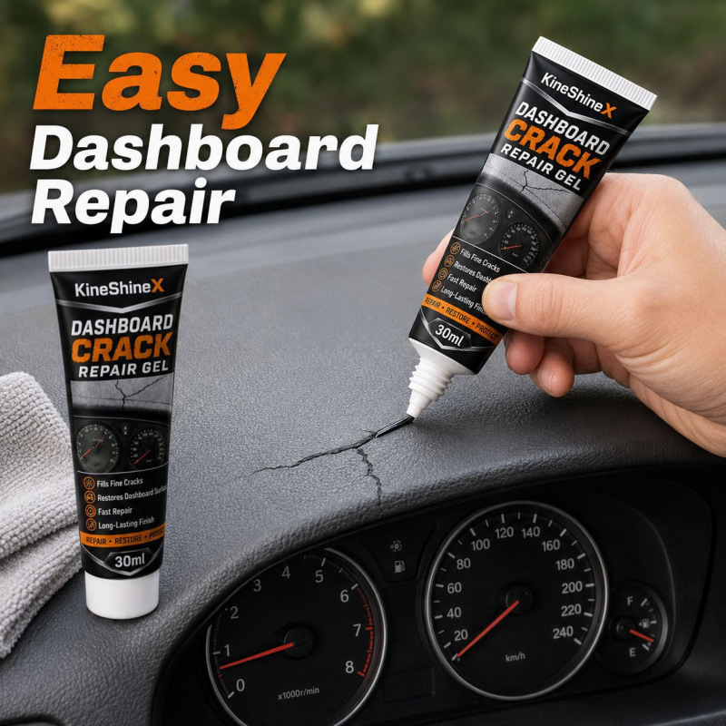 KineShineX dashboard crack repair glue, car center console leather and plastic crack repair agent, quick filler