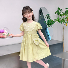 女童夏季裙子2024新款學院風童裝小女孩夏裝公主裙兒童夏款連衣裙