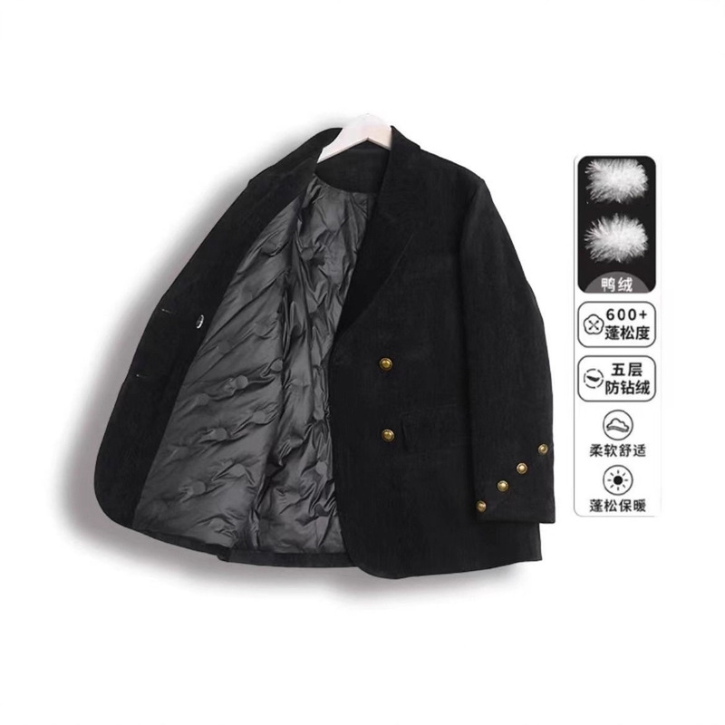 2026 New Style Maillard Casual down Blazer Thick Winter Coat for Petite Figures, Loose Retro Korean Version