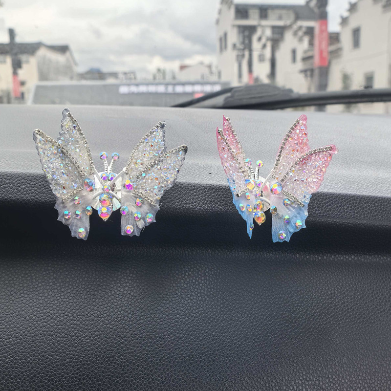 Three-Dimensional Rhinestone Butterfly Ornament with a High-End Feel, Healing Adhesive for Dashboard, Ancient Style Iridescent Car Decoration Ornament Wholesale