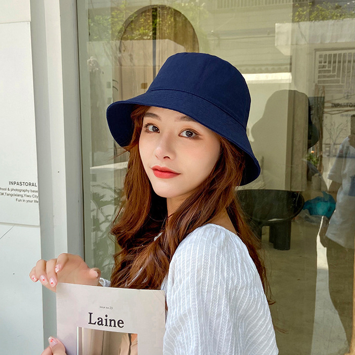 6cm deepened brim-55% cotton-navy blue