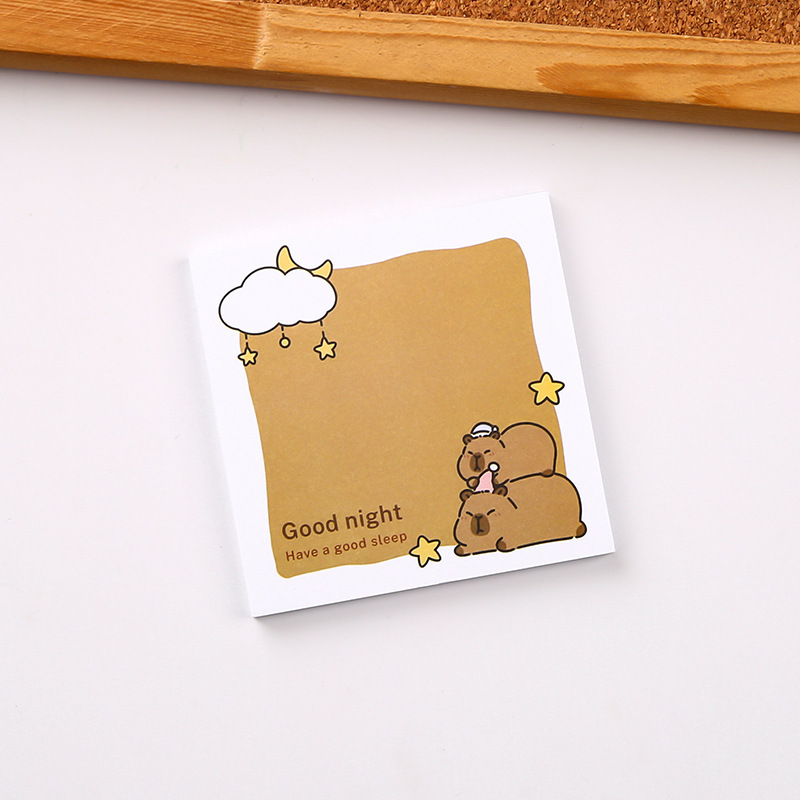 Cuaderno de notas Capibara se puede desgarrar y no adherente con notas de papel de notas de dibujos animados de alto valor para estudiantes.