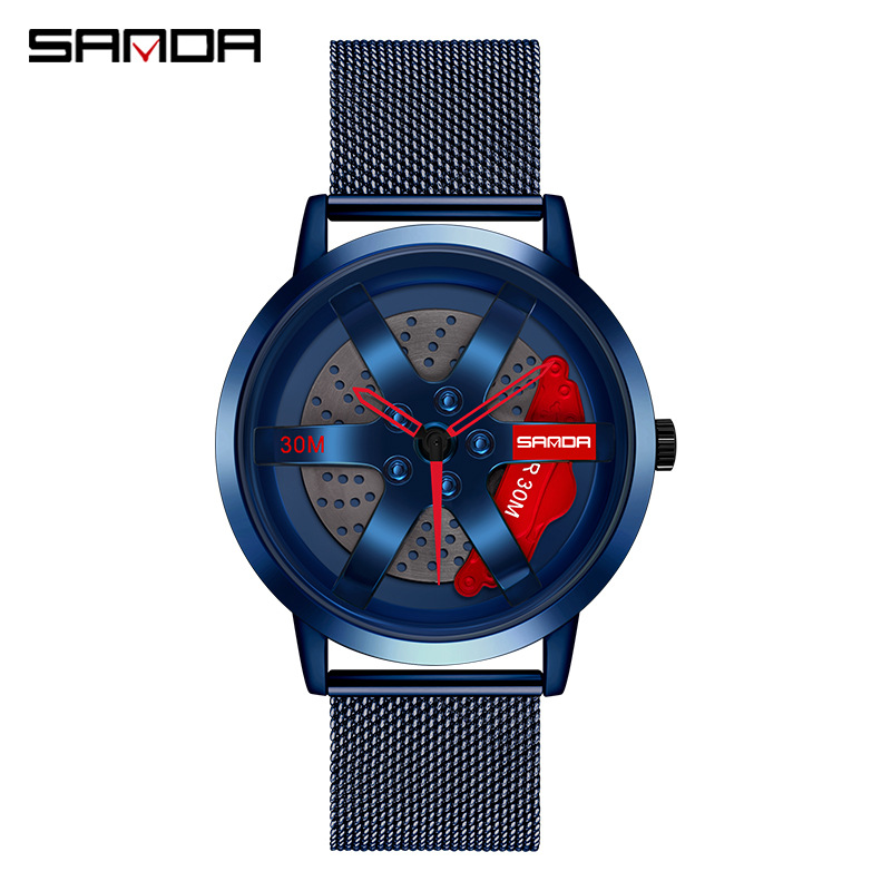 1075 메쉬 벨트 블루 레드