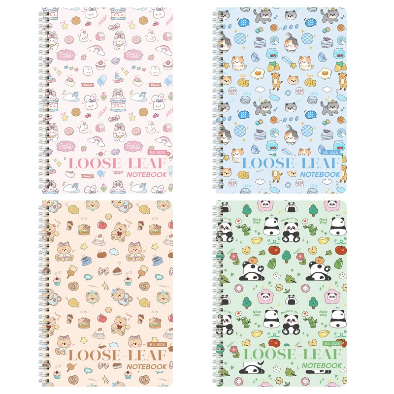Spiral Notebook Cute Cartoon 60 Pages, A5/B5 School Notebook for Elementary Students