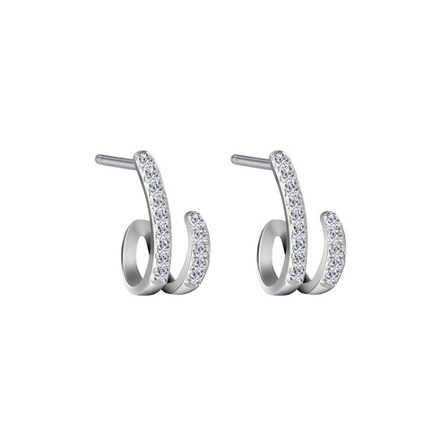 Cross-border wholesale earrings for women sterling silver 925 European and American retro niche ins Korean circle golden zircon earrings