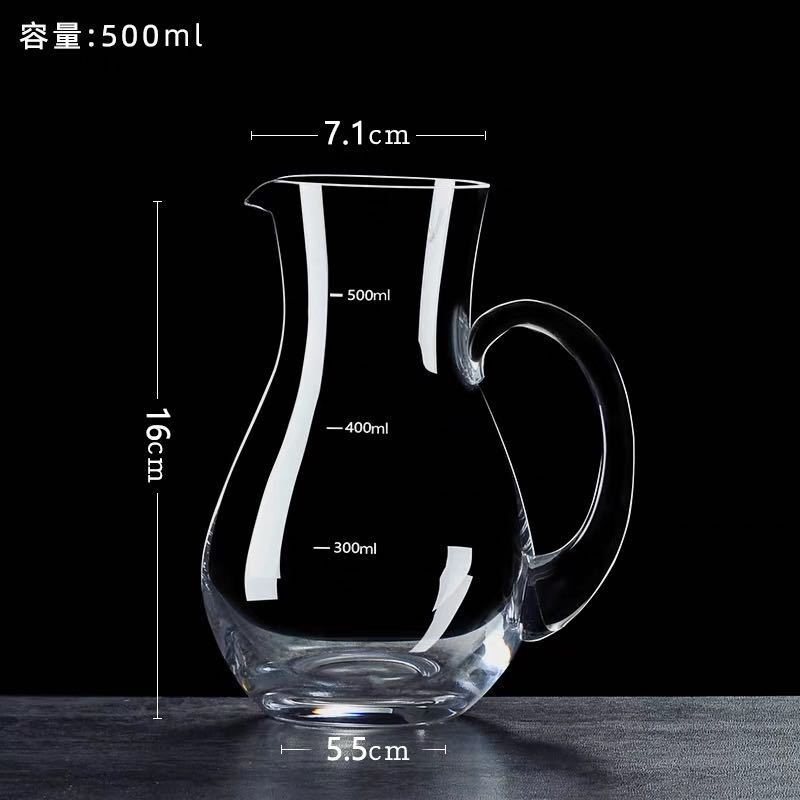 白酒分酒器分酒壶玻璃带把醒酒器调酒器家用量酒器小号公杯酒勺