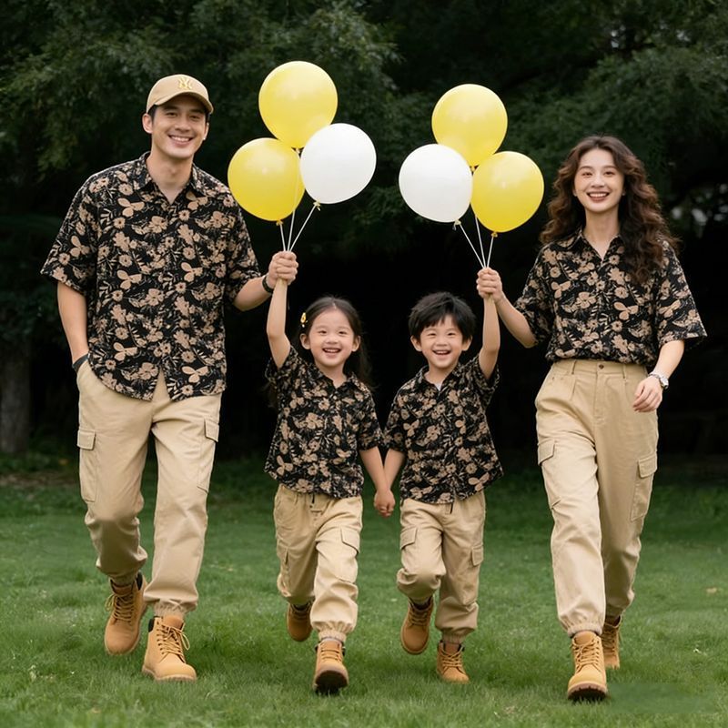 2026 New Family Matching Shirts Japanese Style Summer Family of Four Artistic Floral Short-Sleeve Shirts Beach Vacation Trend 2026 New Family Matching Shirts Japanese Style Summer Family of Four Artistic Floral Short-Sleeve Shirts Beach Vacation Trend