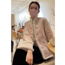 新中式女装粉色唐装棉服外套冬季今年流行爆款加厚国风棉衣棉袄女