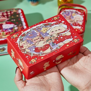 2025 Christmas New Year Right Angle Rectangular Chocolate Box Iron Box Live Cans Baking Candy Box
