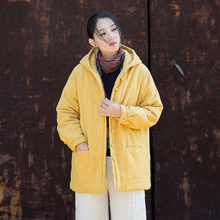 25冬棉麻女装新款棉衣外套复古中式苎麻夹棉保暖连帽女式唐装棉服