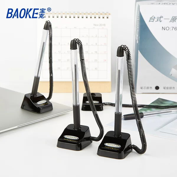 Baoke Desktop Ballpoint Pen with String for Bank Counter Front Desk, 0.6mm Fixed Signature Pen Wholesale Tb780