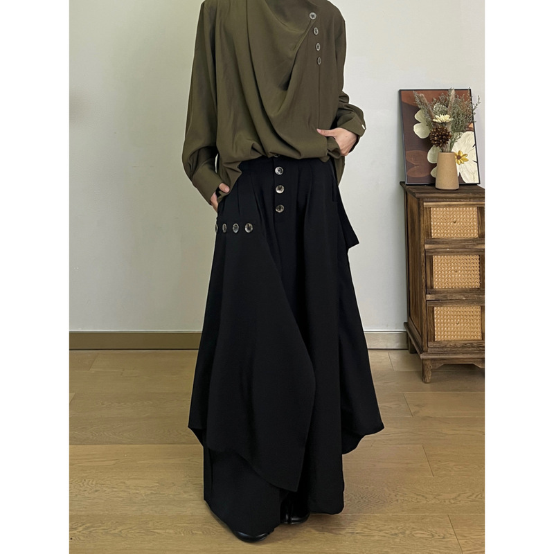 2024 Original High-end Western Pants Yohji Yamamoto Pants Female Design Niche Nine-point Wide-leg Skirt Pants Male