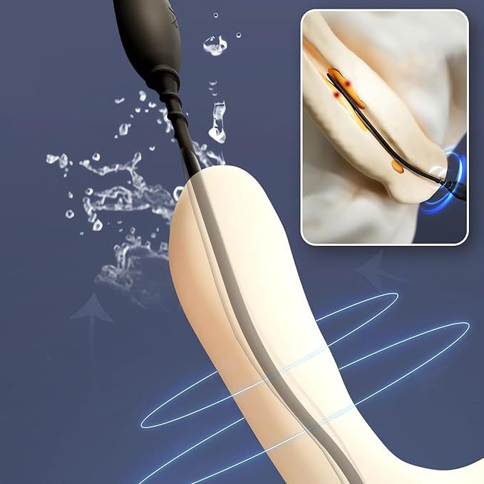 Electric Urethral Stimulator Rod, Silicone Sound Massager with Button Control, Black Large — detail image 10