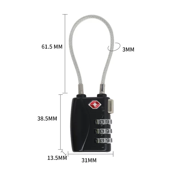 Tsa719 Customs Lock Overseas Customs Metal Camping Style Fitness Backpack Wire Rope Password Lock Padlock