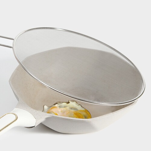 Stainless steel kitchen frying pan splatter guard cover household round pot lid anti-spatter oil protection net cover multipurpose oil blocker