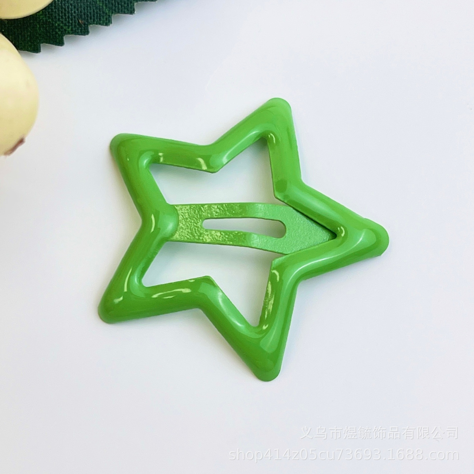 컬러 드롭 오일 스타 클립 3.2cm 녹색