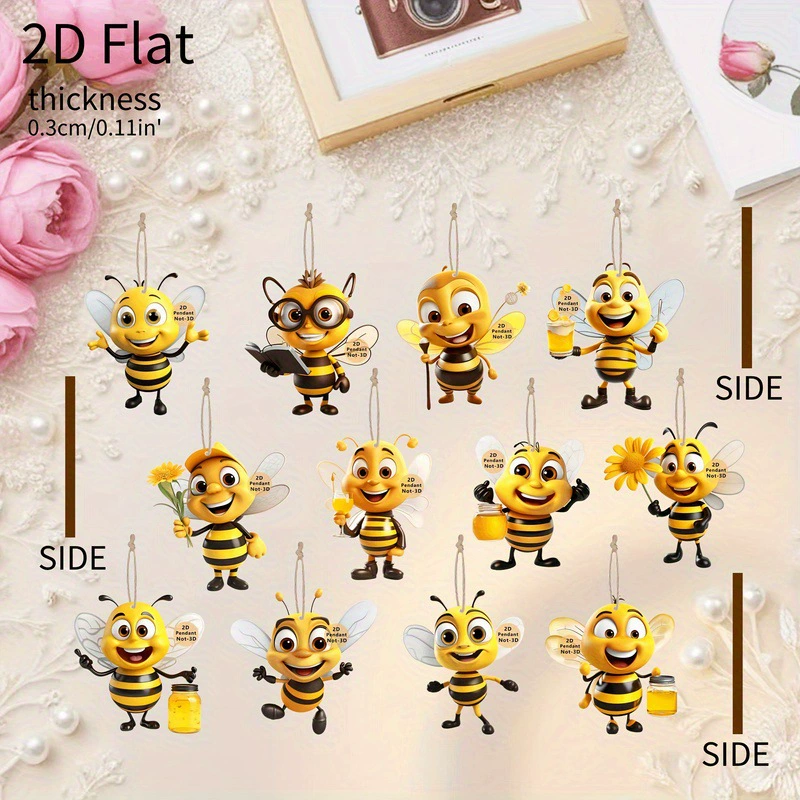 Новый продукт, милый деревянный кулон в виде пчелы, подвеска для автомобиля, зеркало заднего вида, сумка, брелок для украшения двора