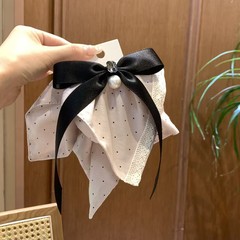 韩国东大门波点方巾蝴蝶结马尾夹女高级感后脑勺半扎发盘发夹发饰