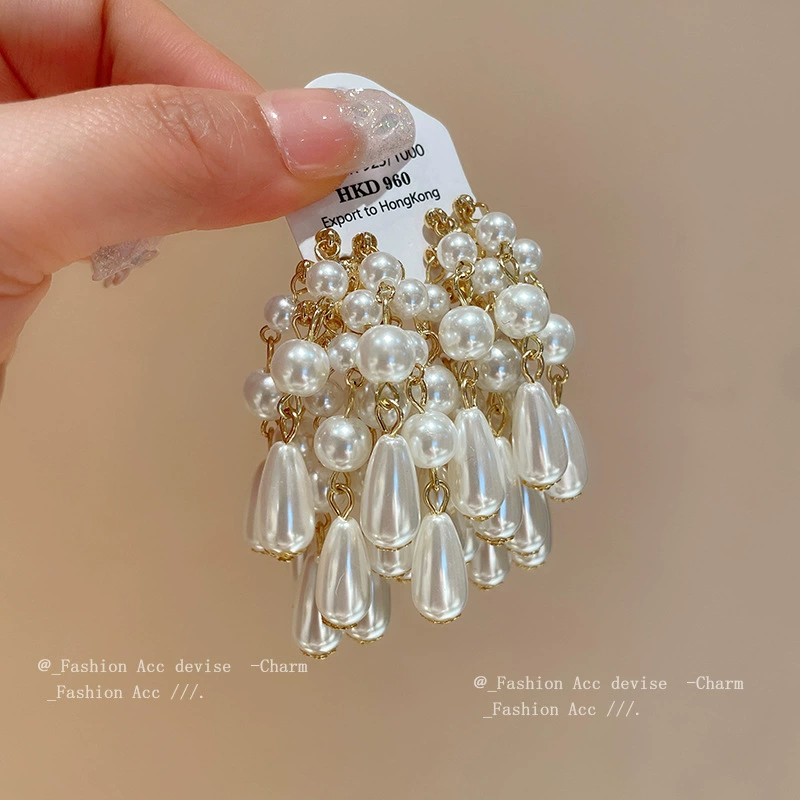 Серебряная игла, серьги из жемчуга, французский стиль, стиль лёгкой роскоши, стиль высокого качества, опт