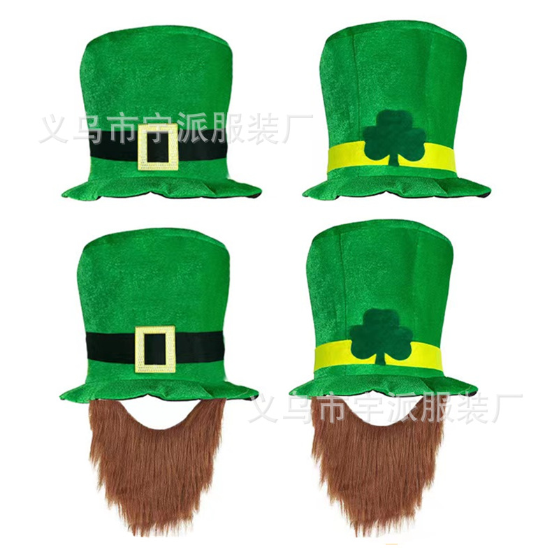 Factory direct sales st. patrick's day irish green beard suit carnival performance fake beard green hu