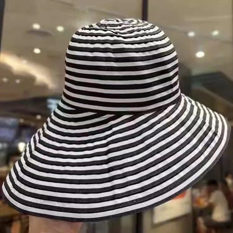 Verano moda al aire libre versátil sombrero plegable rayas gorra pescador gorra de gran brilla sombrero protector solar UV