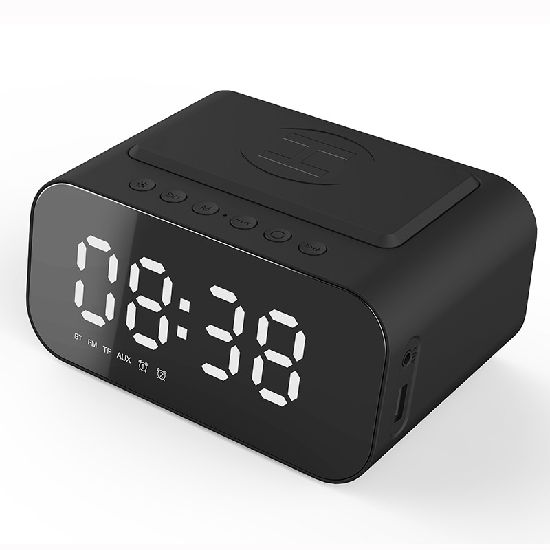Altavoz Bluetooth Reloj de carga inalámbrica de 15 vatios Audio LED Nuevos suministros para hoteles Carga inalámbrica retro Audio Bluetooth