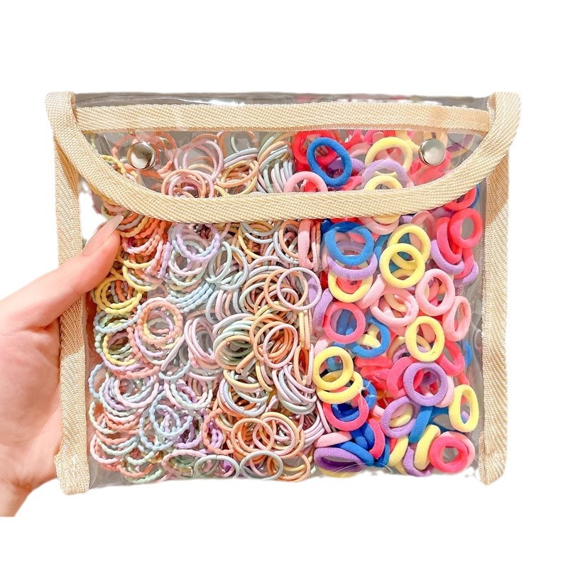 Color coreano pequeño pulgar anillo de cabello para chicas bajo cabello de cola de caballo no lesiones cabello elástico buena cuerda de cabeza cubierta de cuero para niños