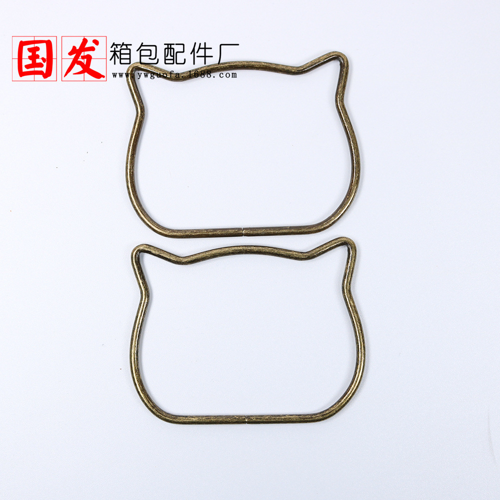 11cm de diámetro de gato brazalete de hierro brazalete de mano bolsa brazalete oro claro cabeza de gato