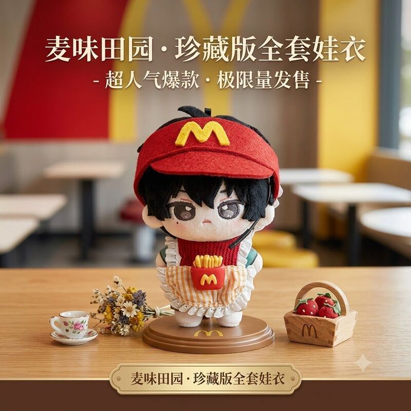 Cute Self-Deprecating Bear 13cm Doll Clothes Set Tomato 10cm Bib Super Cute Hat Full Set Cotton Doll