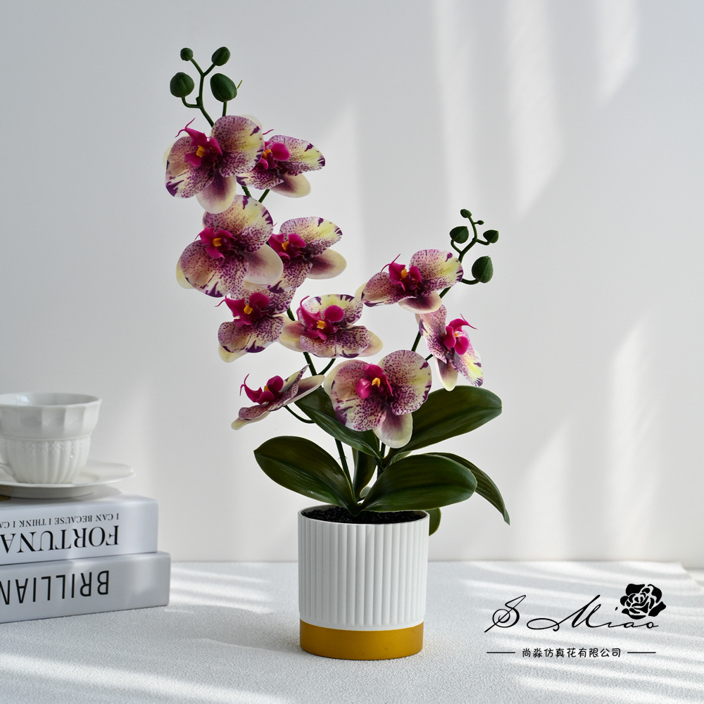 10 flores grandes orquídeas mariposa de dos ramas bonsai imitación maceta flores falsas decoración del hogar fotografía de boda flores artificiales adornos pequeños