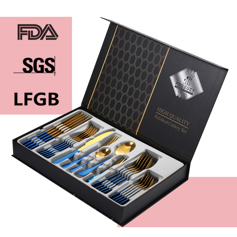 1010 cinco piezas principales transfronteriza cuchillo de comida occidental, tenedor y cuchara traje de caja de regalo