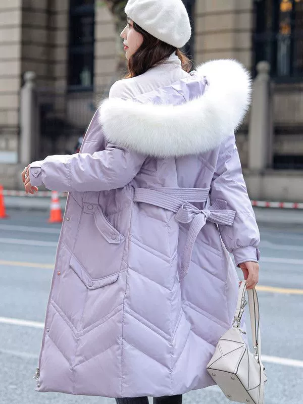 Velvet long fitted down jacket, duck down, maxi length, wholesale