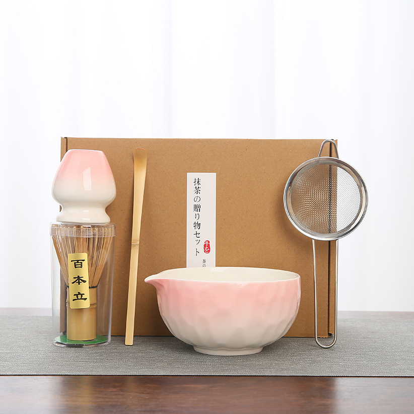 Juego de matcha degradado de matcha de estilo japonés exclusivo transfronterizo, cepillo de té Baibenli, juego de 5 piezas de herramientas de té de la dinastía Song