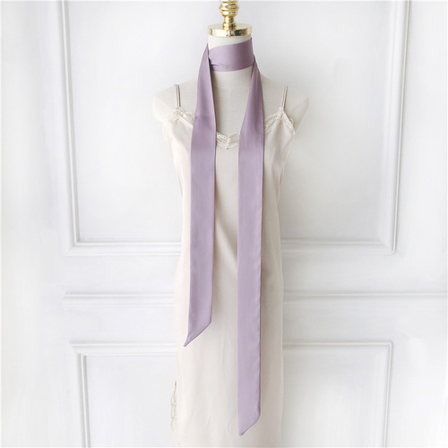 New style ultra-long 200 cm solid color thin narrow long silk scarf, unisex versatile small collar scarf, hair accessory, decorative ribbon, floating ribbon, hair tie