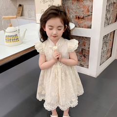 女童中國風連衣裙夏季2024新款兒童公主裙洋氣新中式裙子寶寶夏裝