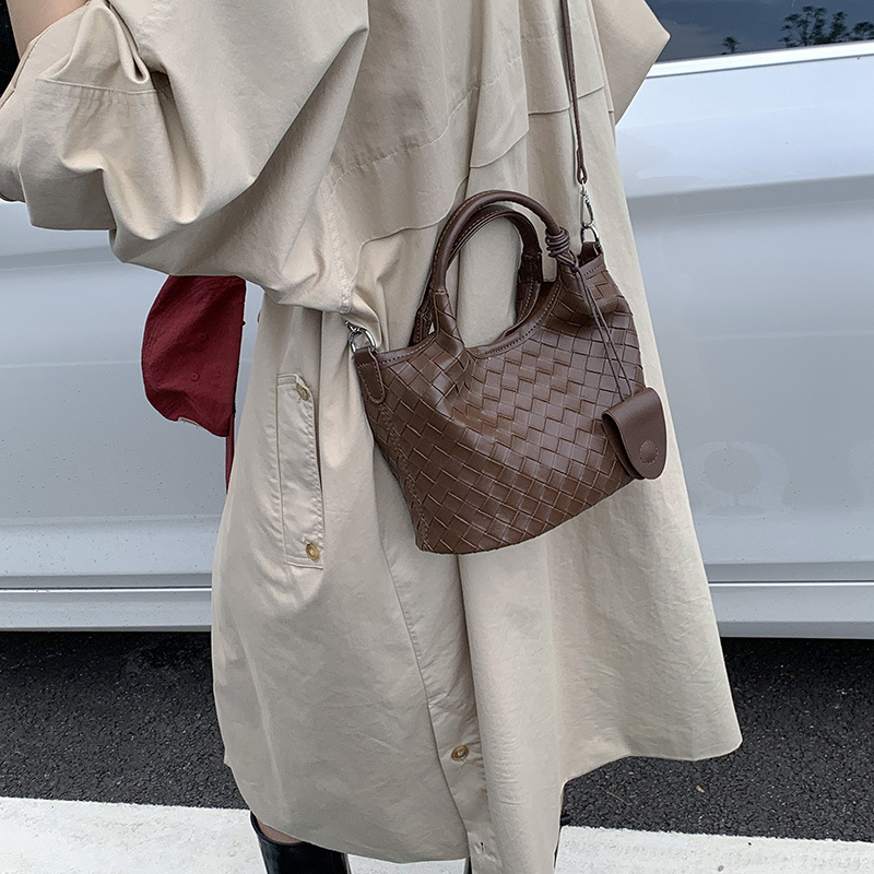 高级感简约编织包女2025新款休闲手提托特包流行单肩包洋气斜挎包|undefined