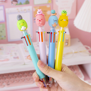 T Cute Little Mole Cartoon Head 6 Colorful Ballpoint Pen Student Stationery Gift Prizes Wholesale Handbook Ballpoint Pen