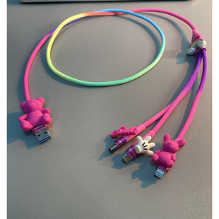 One-to-three data line mobile phone fast charging car charging line three-in-one charging line suitable for Apple 15 data line